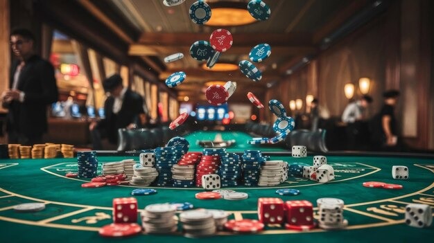 Baccarat table with Player and Banker positions